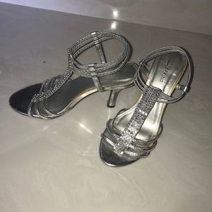 Silver Rhinestone Formal Prom Heels
